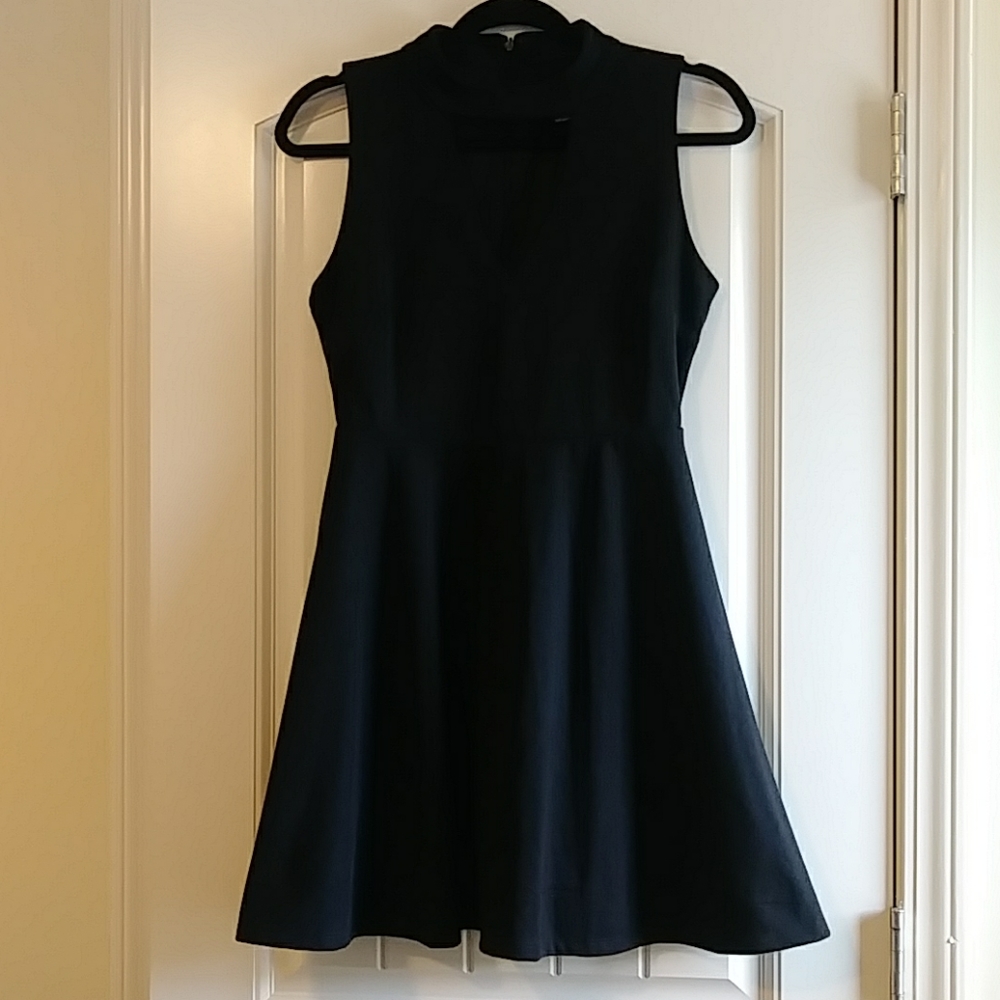 Mock Neck Black Dress
